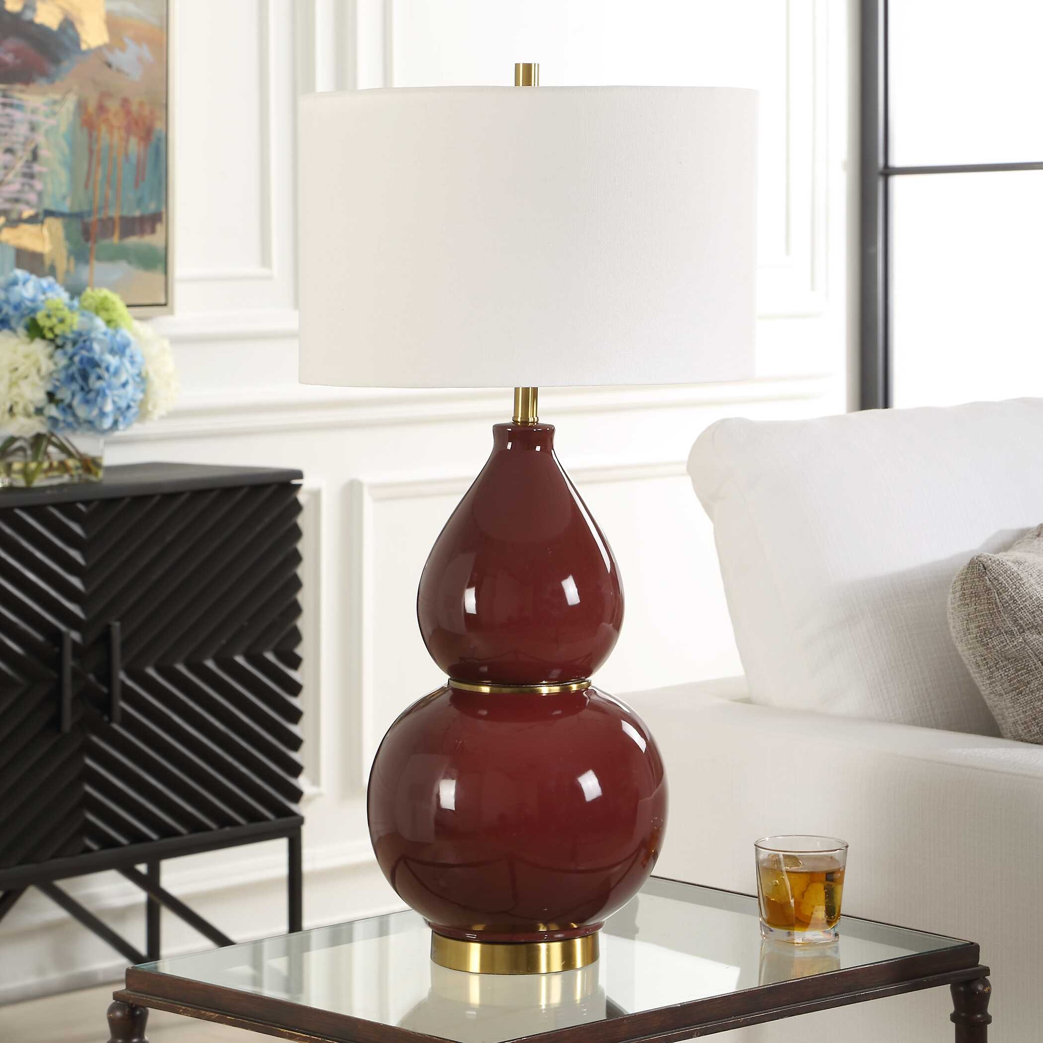 Gourd Burgundy Table Lamp