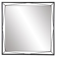 Modern Square Mirror with Angular Metal Frame