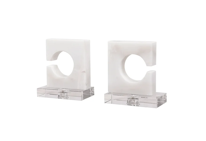 Accessories White & Gray Bookends, S/2 by Uttermost at Factory Direct Furniture