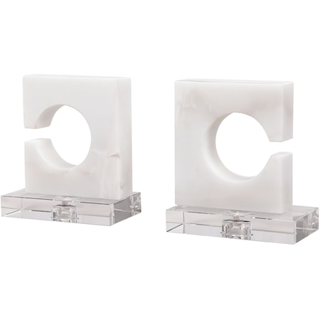 White &amp; Gray Bookends, S/2