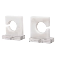 White & Gray Bookends, Set of 2