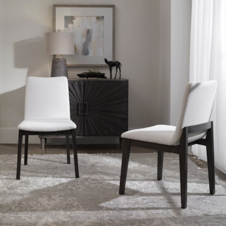 Delano White Armless Chair