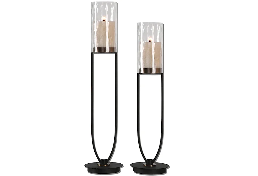 Accessories - Candle Holders Durga Iron Work Candleholders Set of 2 at Bennett's Furniture and Mattresses
