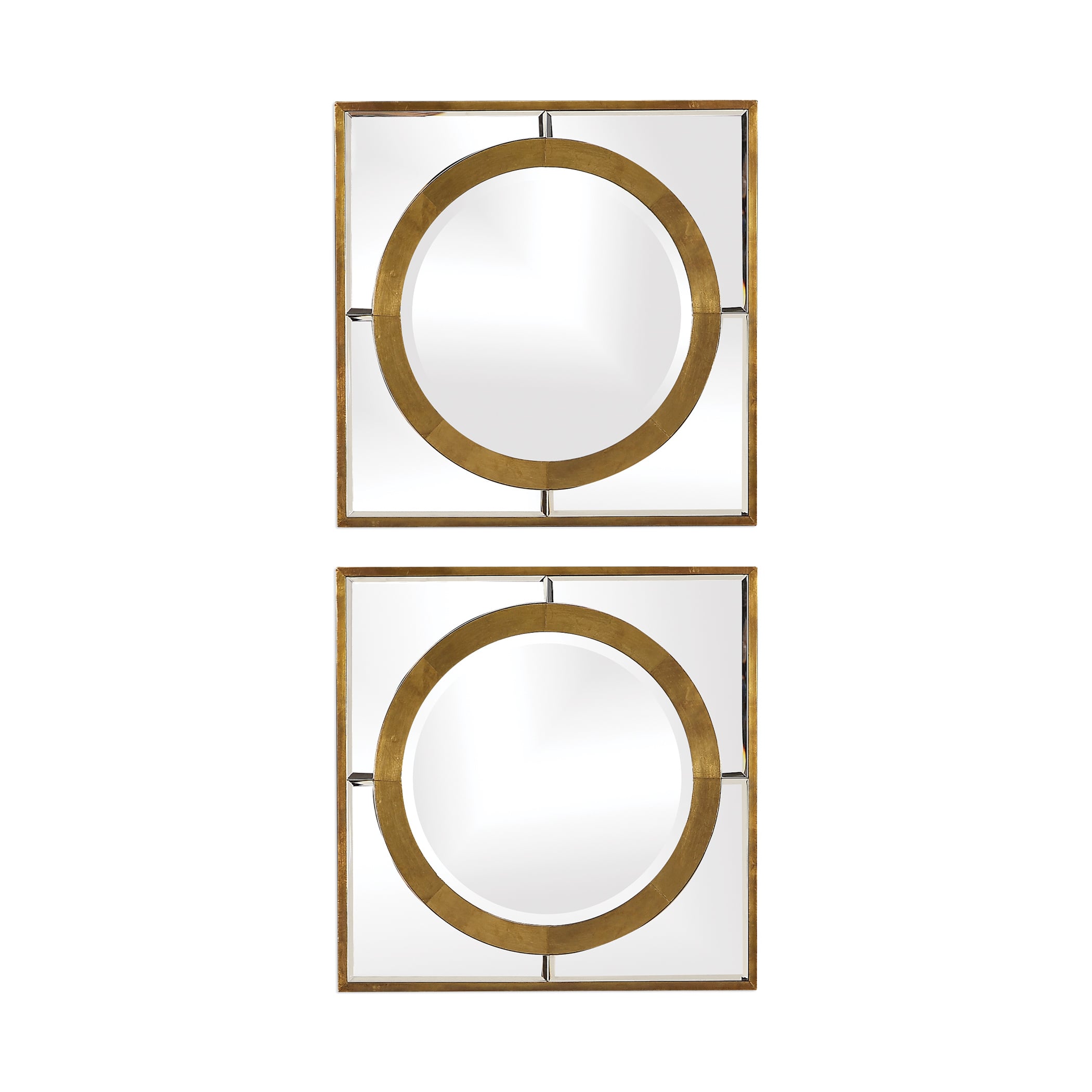 Uttermost Mirrors Gaza Gold Square Mirrors (Set of 2) Mueller Furniture Mirrors Wall