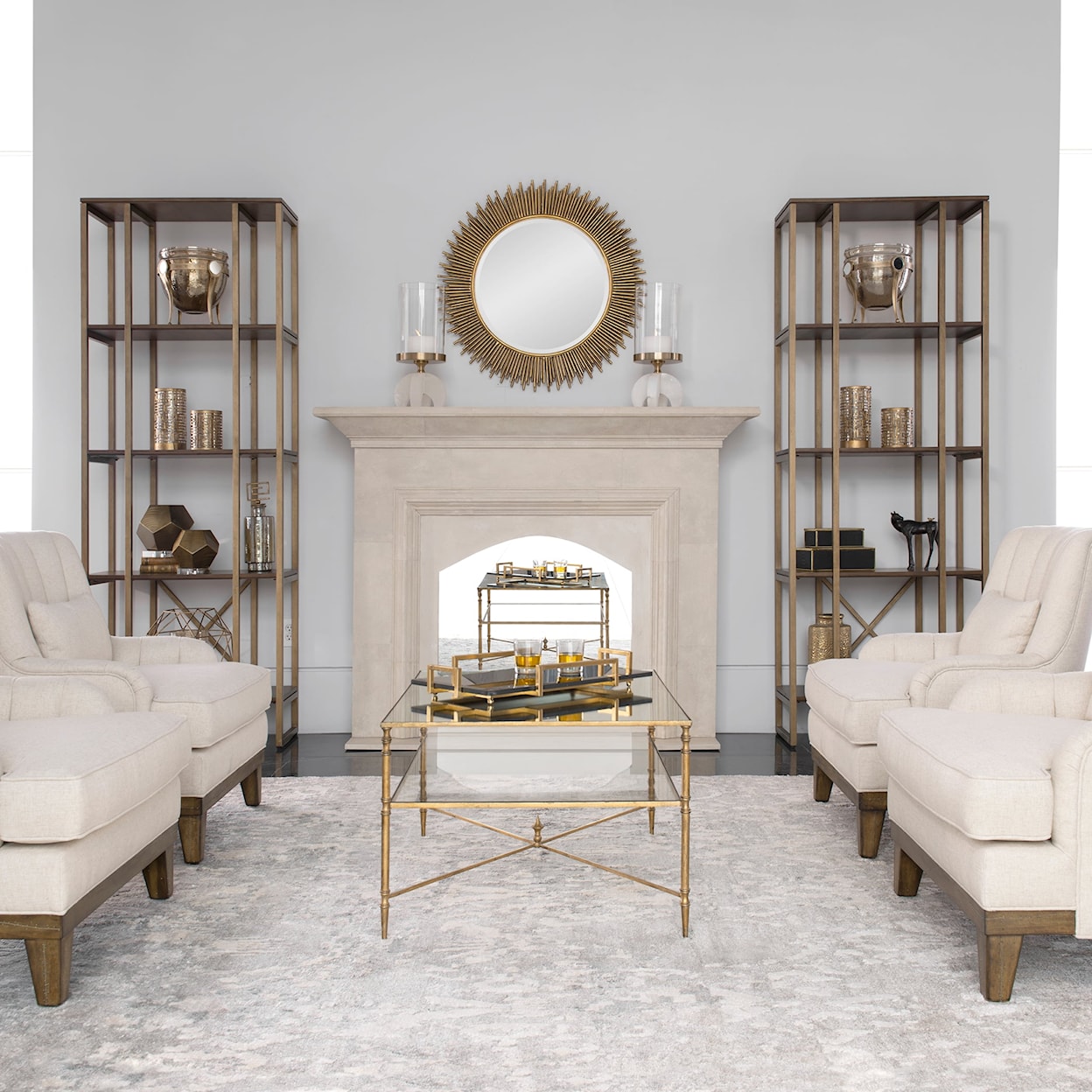 Uttermost Accent Furniture - Bookcases Karishma Antique Gold Etagere