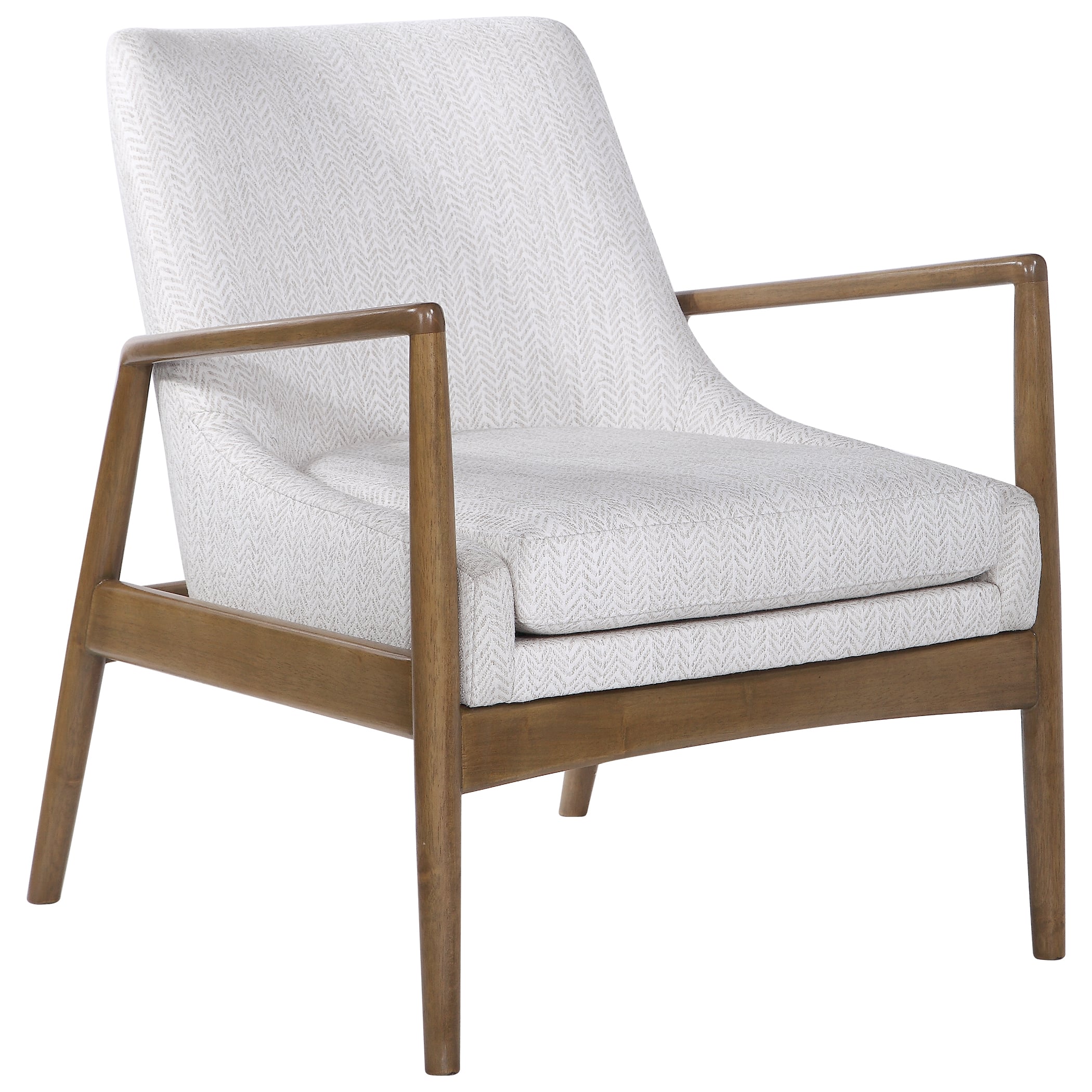 white and wood accent chair