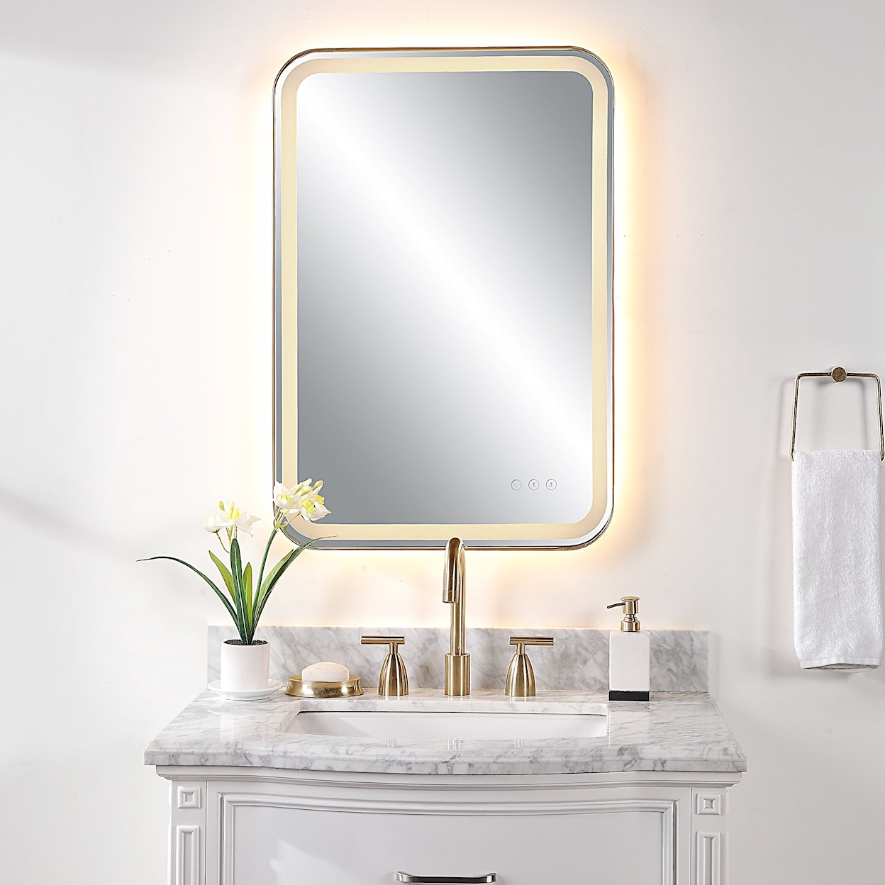 Uttermost Crofton Crofton Lighted Brass Vanity Mirror
