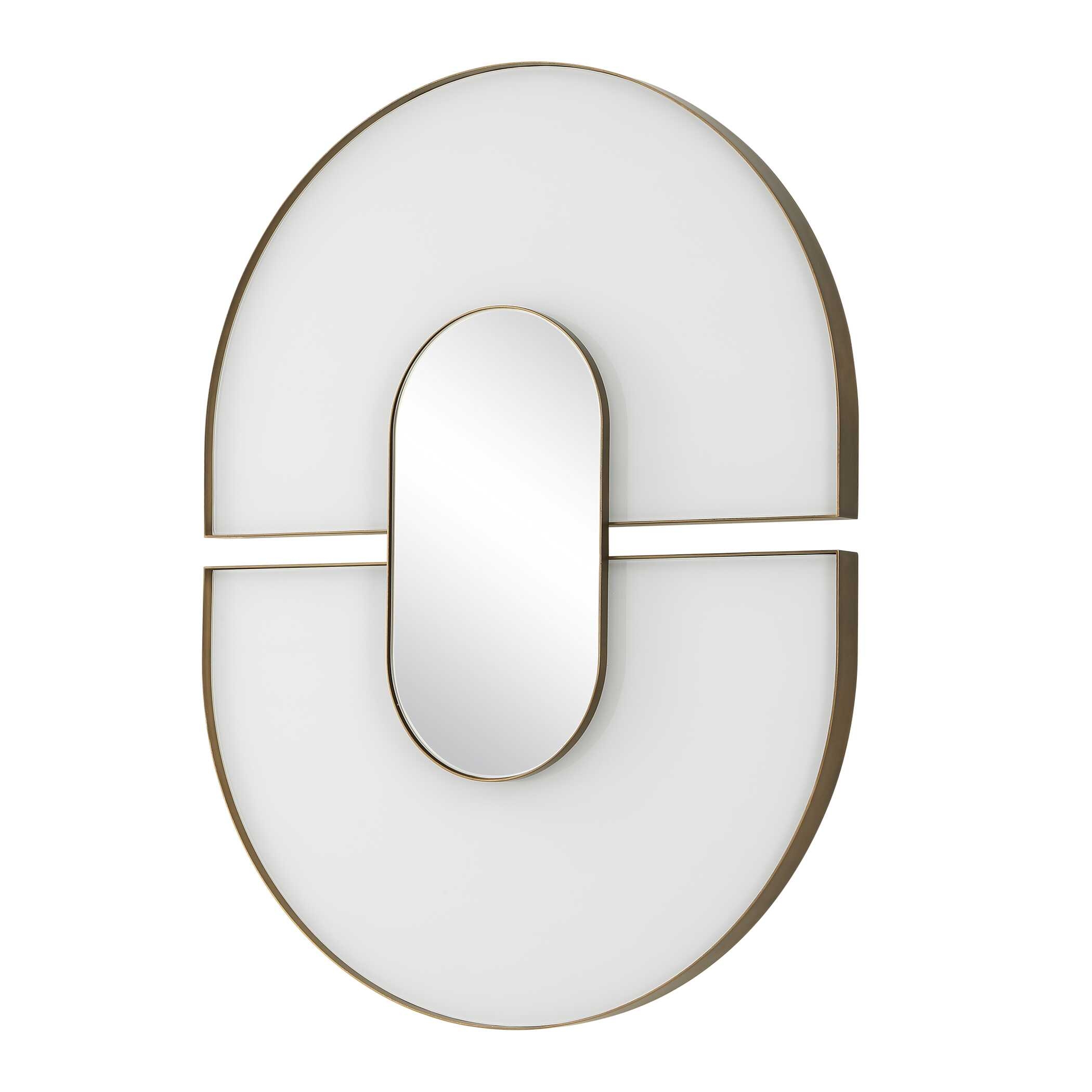 Encase Modern White Oval Mirror