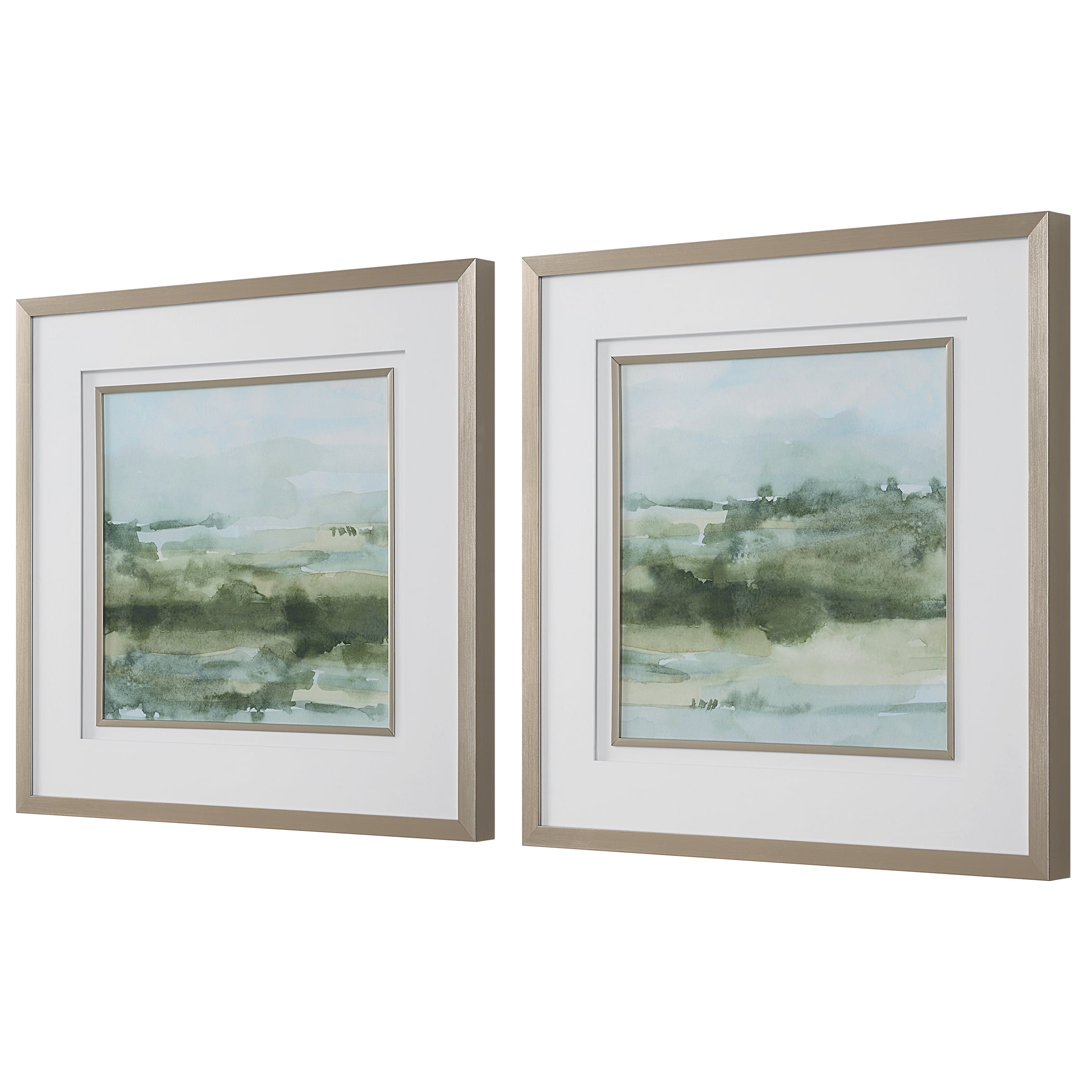 Soft Sage Abstract Landscape Prints Set/2