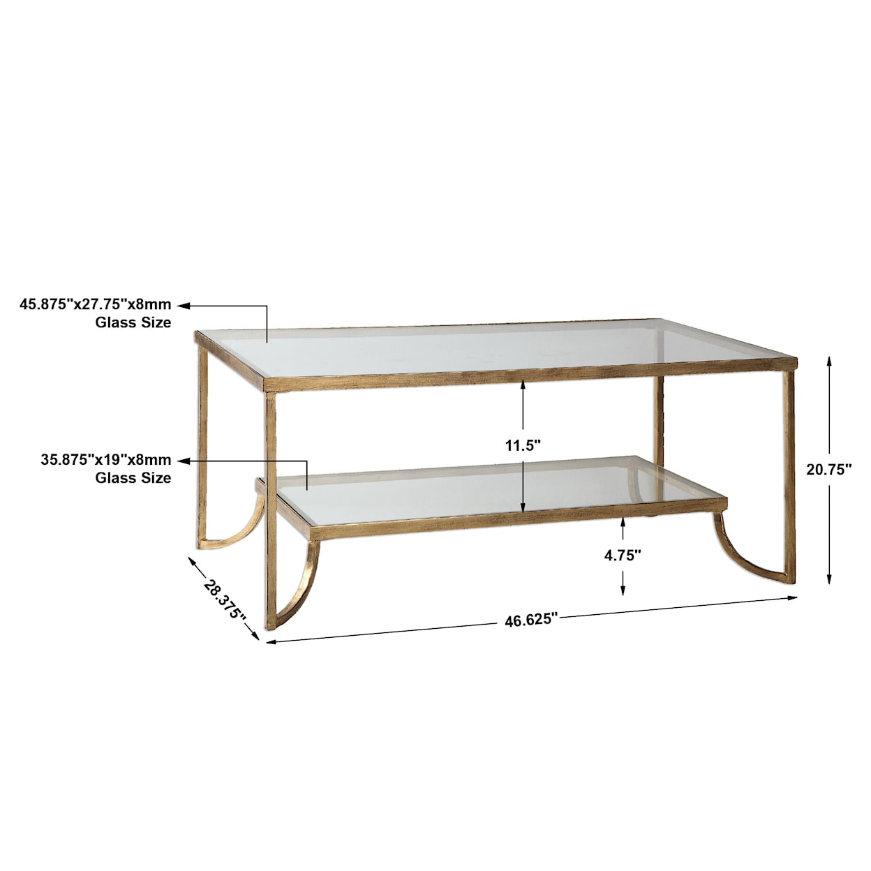 Uttermost Accent Furniture - Occasional Tables Katina Gold Leaf Coffee Table