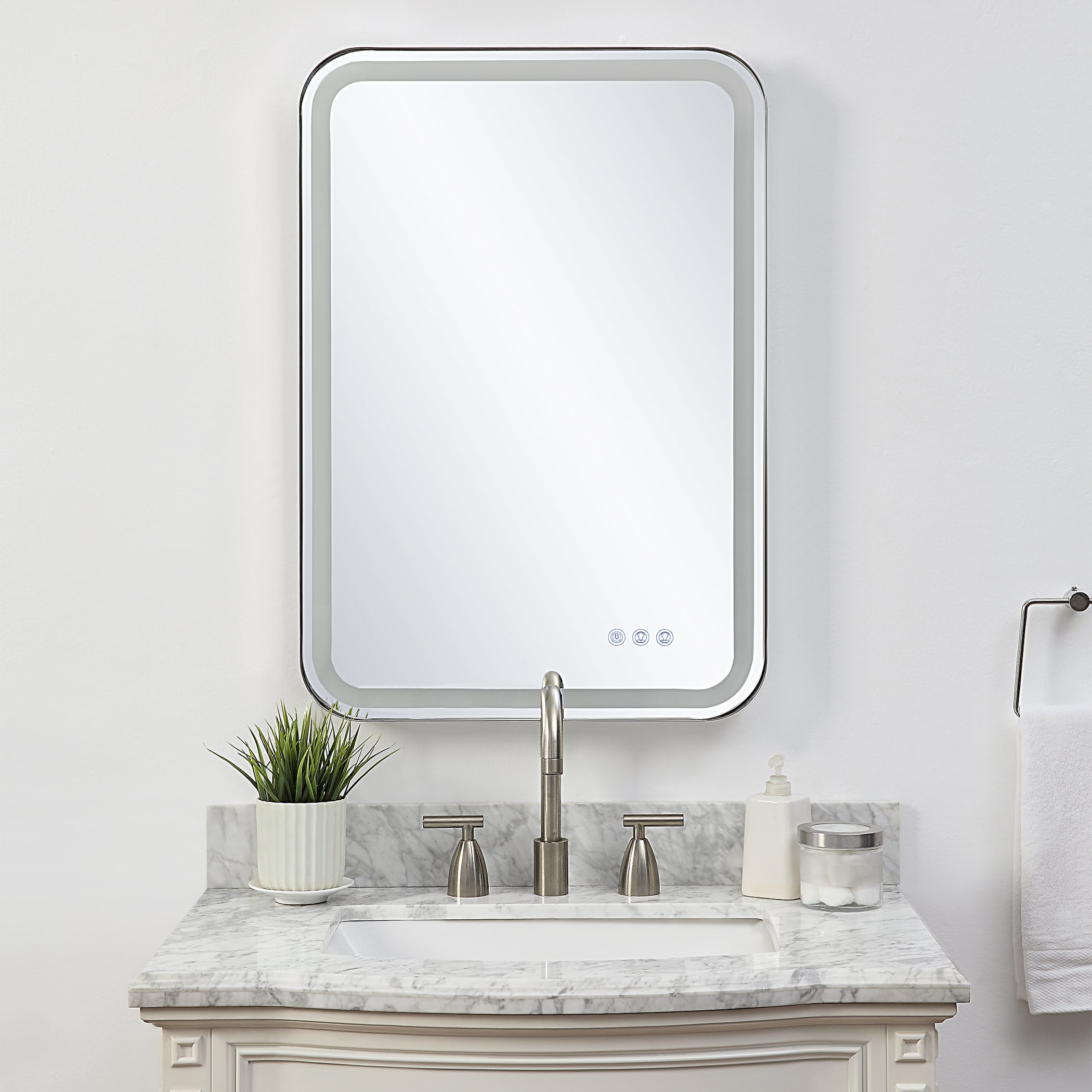 Crofton Lighted Nickel Vanity Mirror