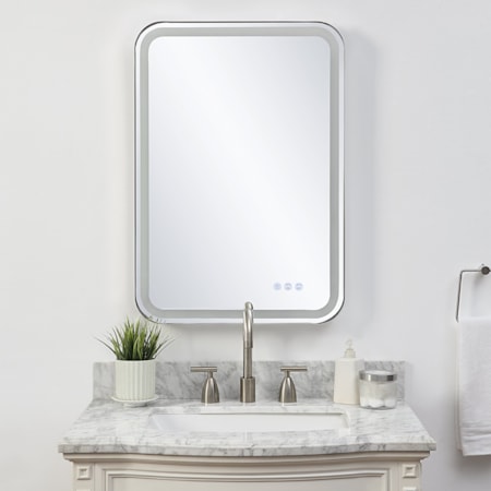 Crofton Lighted Nickel Vanity Mirror