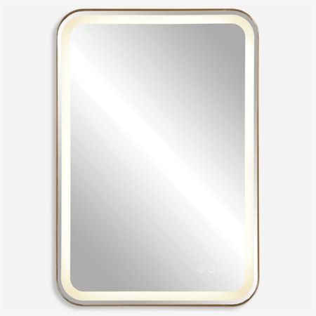 Crofton Lighted Brass Vanity Mirror