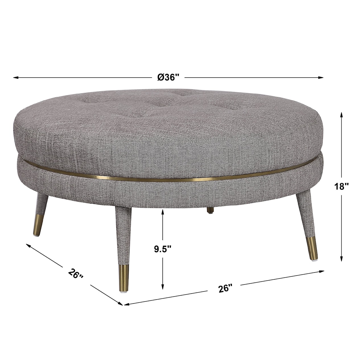 Uttermost Accent Furniture - Ottomans Blake Modern Taupe Ottoman