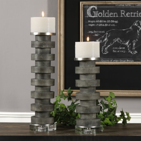 Karun Concrete Candleholders Set of 2