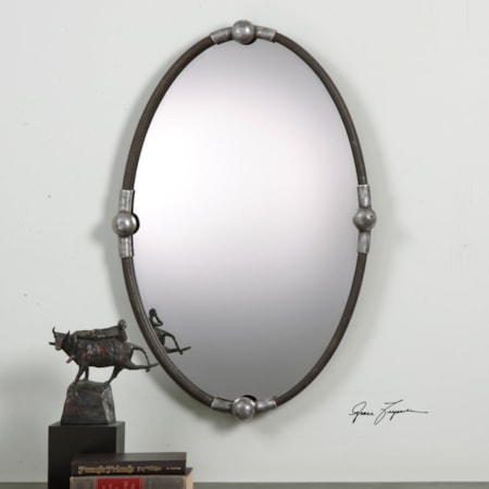 Carrick Black Oval Mirror