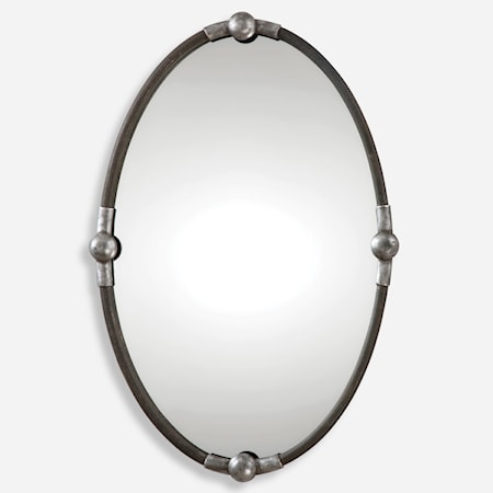 Carrick Black Oval Mirror