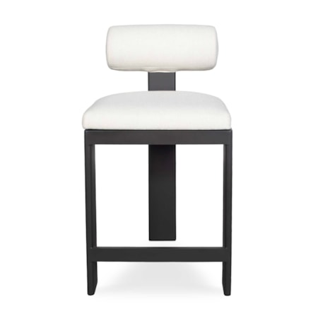 Bolster Back White Outdoor Counter Stool