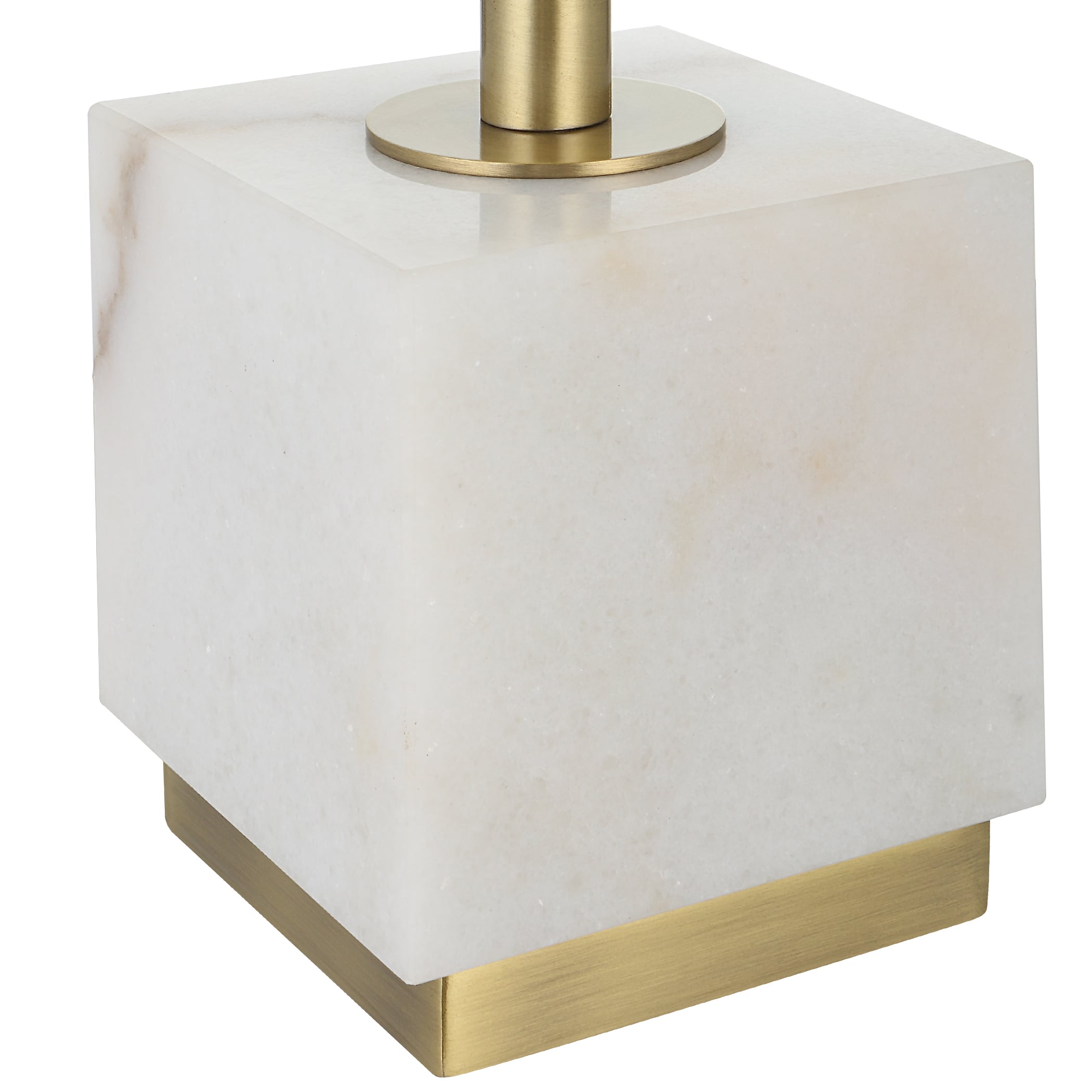 Brass Buffet Lamp with a Marble Block Foot