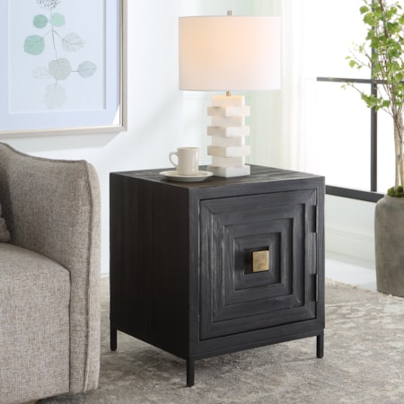 Geometric End Table with Storage