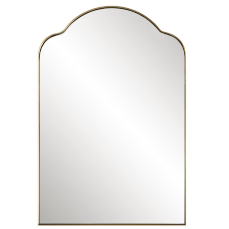 Arched Wall Mirror with Brass Mirror Trim