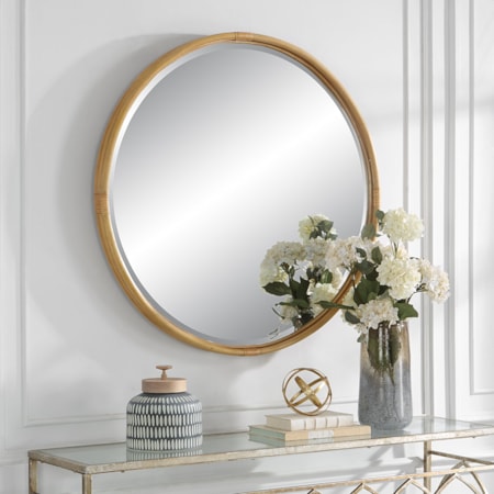 Drift Away Rattan Round Mirror