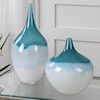 Uttermost Accessories - Vases and Urns Carla Teal White Vases, S/2