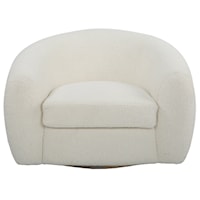 Contemporary Upholstered Faux Shearling Swivel Chair