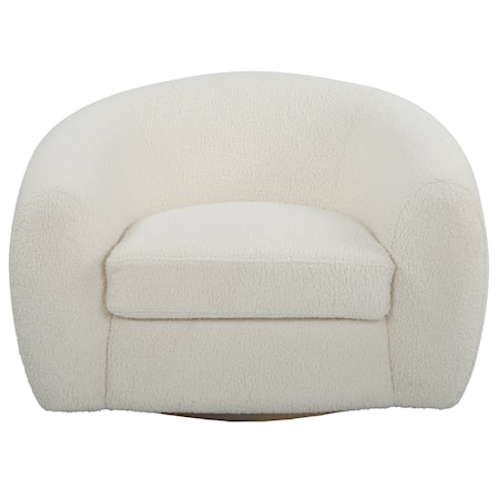 Upholstered Faux Shearling Swivel Chair