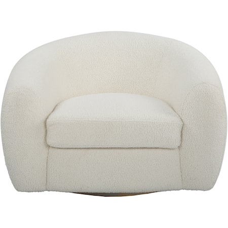 Upholstered Faux Shearling Swivel Chair