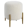 Uttermost Arles Arles White Shearling Brass Ottoman