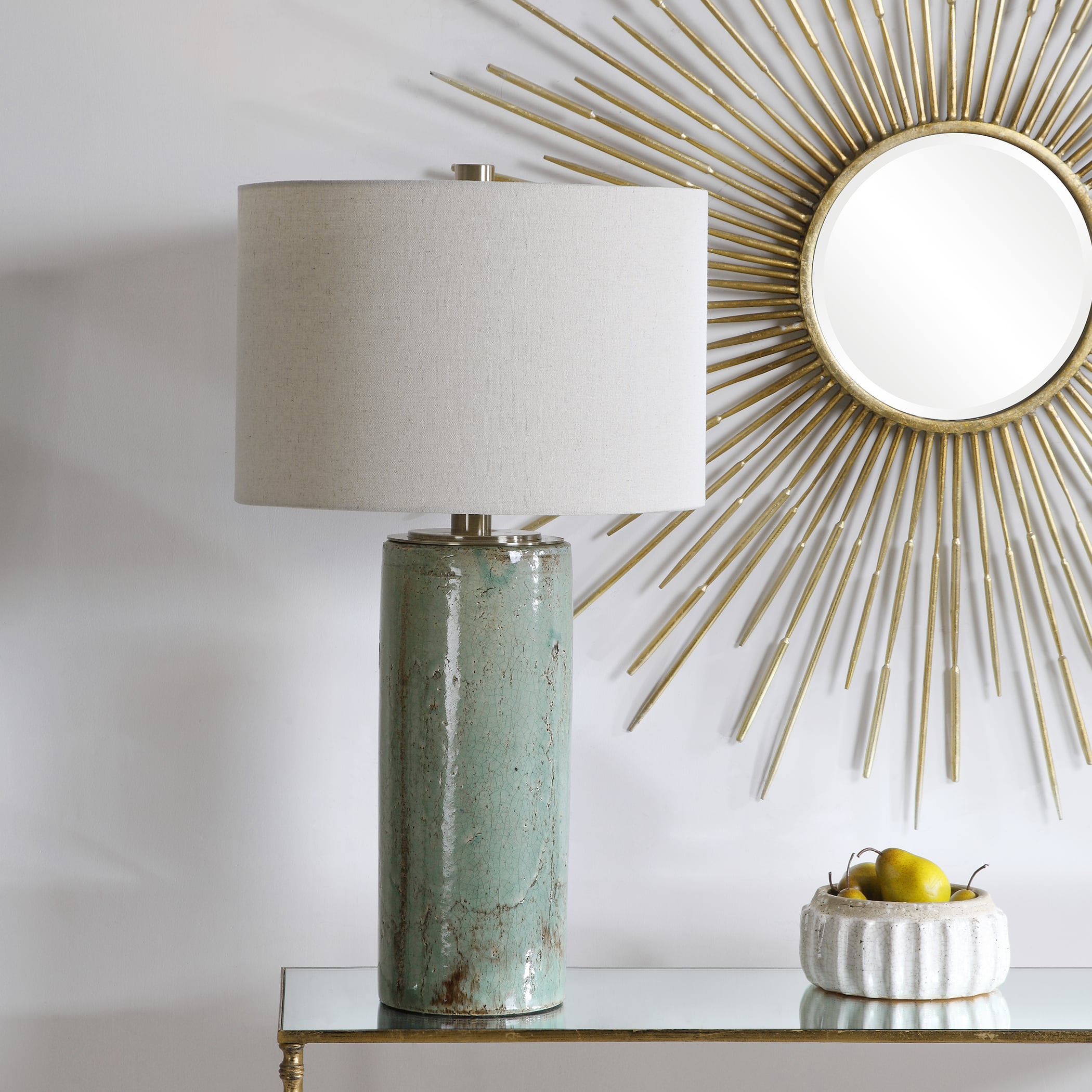 Uttermost Table Lamps Callais Crackled Aqua Table Lamp