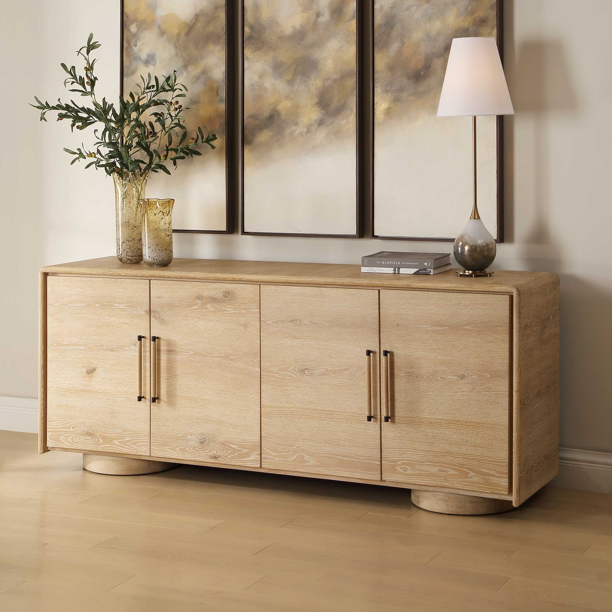 Uttermost Evanston Evanston 4 Door Natural Oak Cabinet
