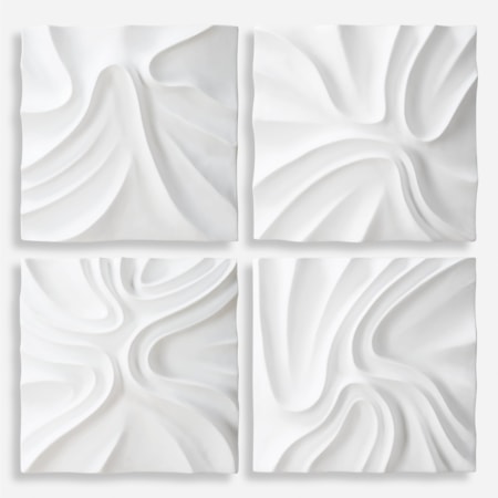 Snowdrift Sculpted White Wall Decor Set/4