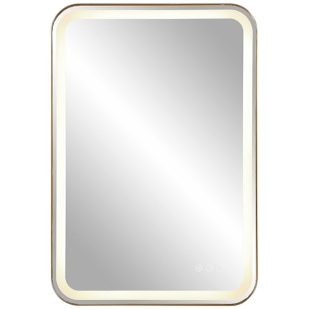Crofton Lighted Brass Vanity Mirror