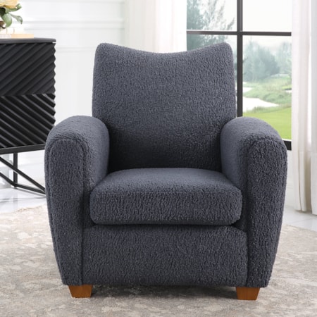 Gray Faux Shearling Accent Chair