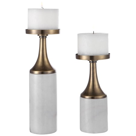 Castiel Marble Candleholders, Set/2