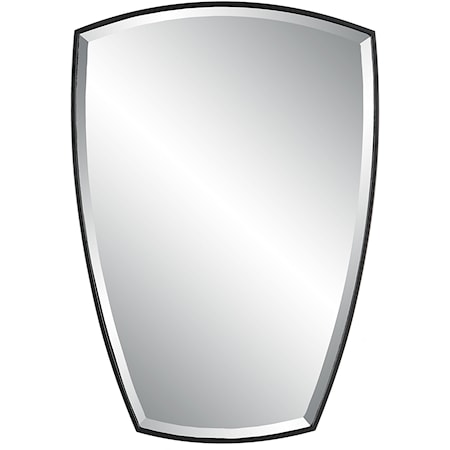 Curved Iron Mirror with Black Mirror Trim