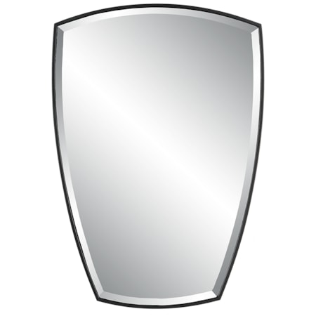 Curved Iron Mirror with Black Mirror Trim