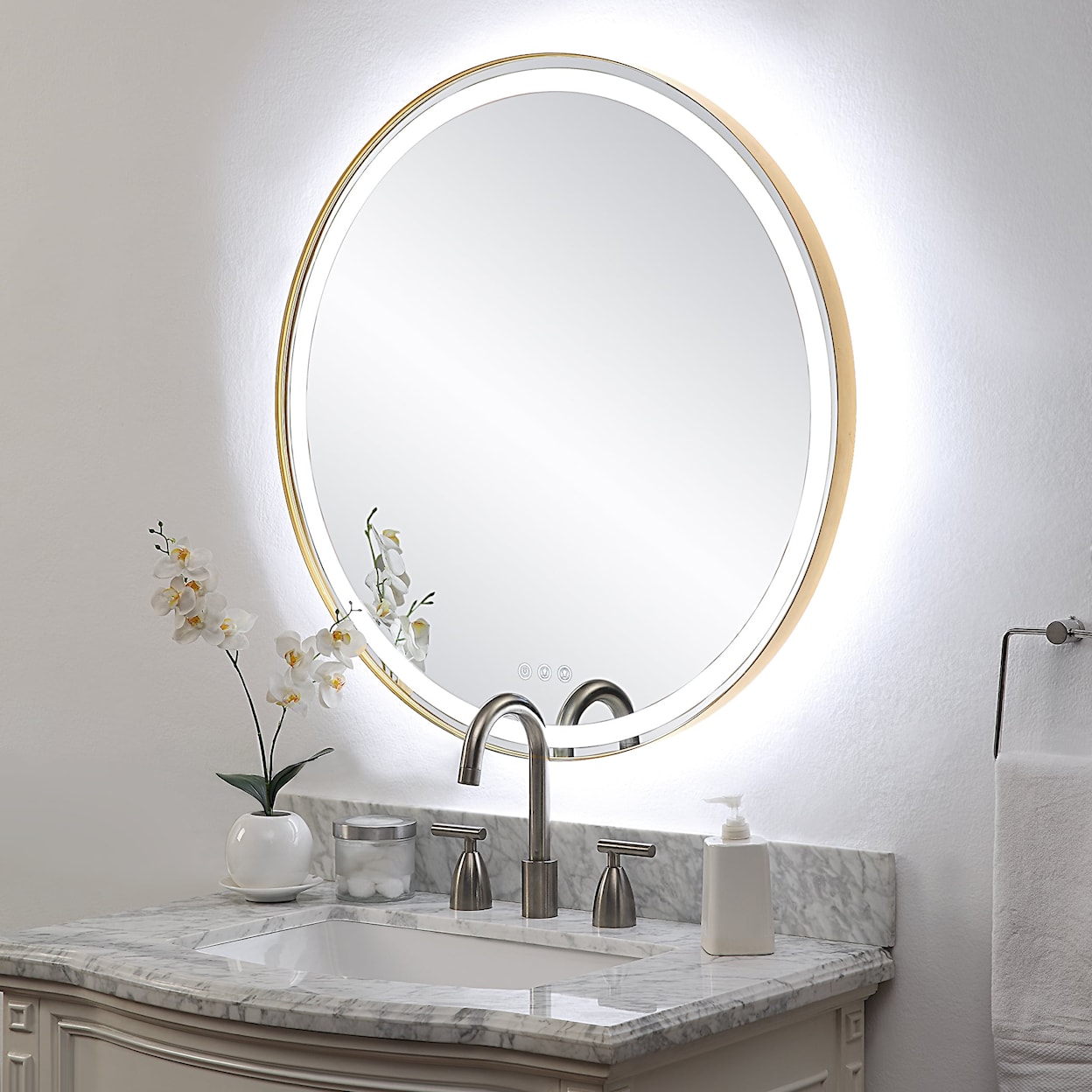 Uttermost Crofton Crofton Lighted Brass Round Mirror