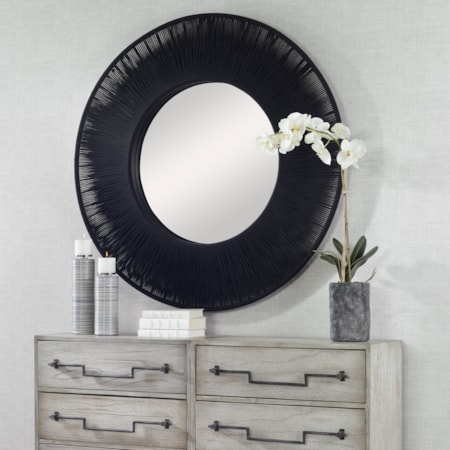 Sailor&apos;s Knot Black Round Mirror