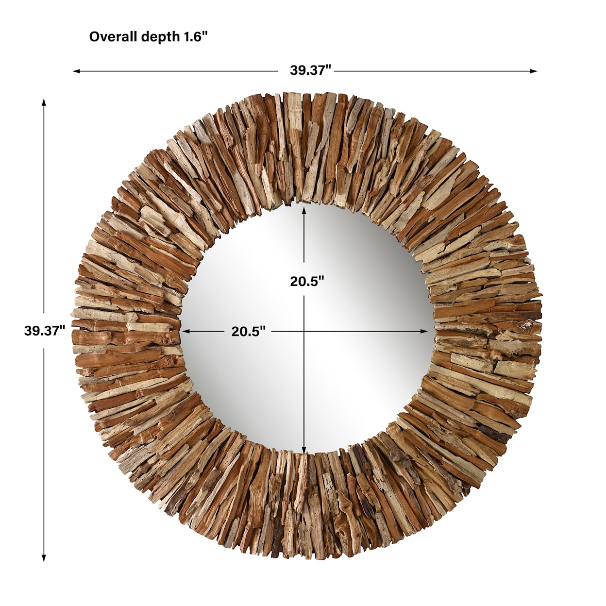 Uttermost Teak Branch Teak Branch Natural Round Mirror