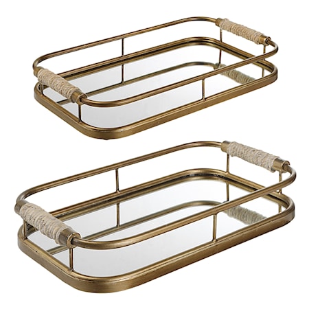 Rosea Brushed Gold Trays S/2