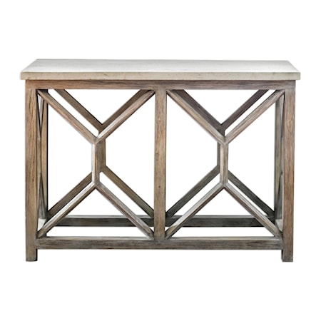 Catali Ivory Stone Console Table