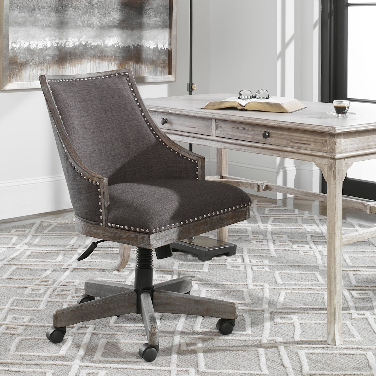 Uttermost Accent Furniture Aidrian Charcoal Desk Chair