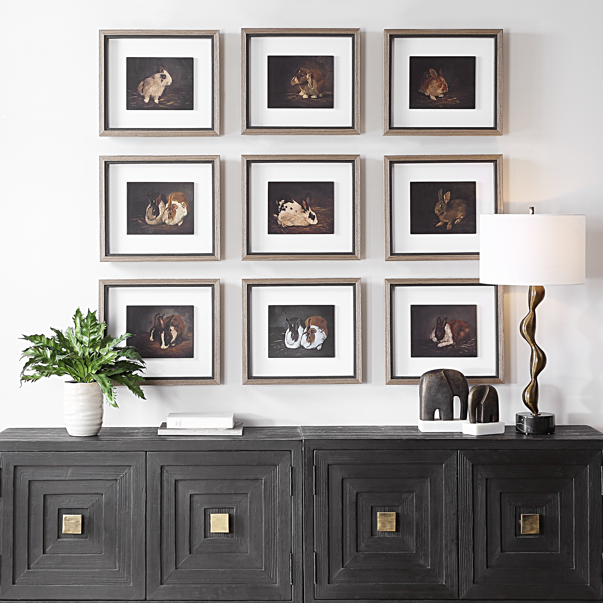 Uttermost Resting Bunny Resting Bunny Framed Prints Set/9