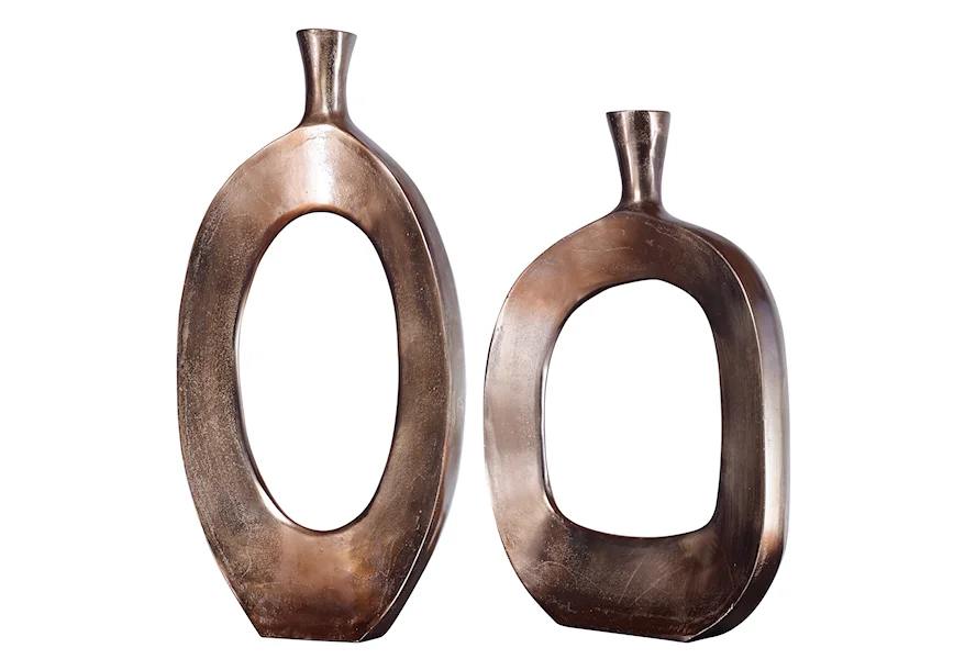 Accessories - Vases and Urns Kyler Textured Bronze Vases Set/2 by Uttermost at Town and Country Furniture 