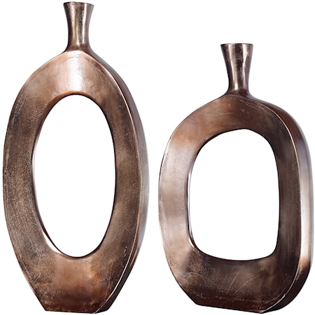 Kyler Textured Bronze Vases Set/2