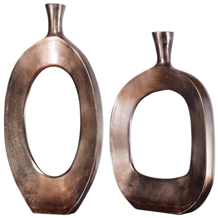 Kyler Textured Bronze Vases Set/2