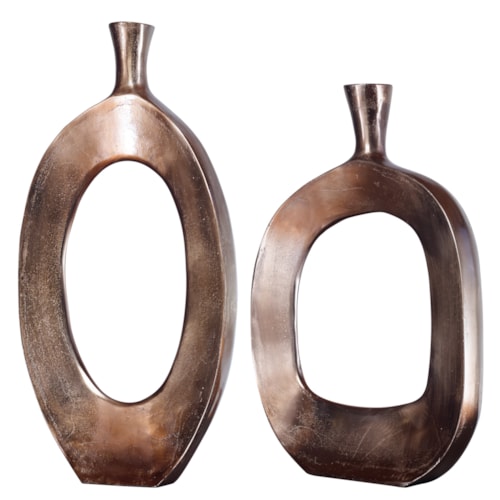 Kyler Textured Bronze Vases Set/2
